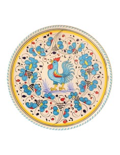 Pizza plate light blue Rooster