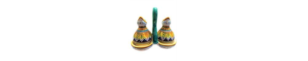 Ceramic oil and vinegar with Geometric pattern