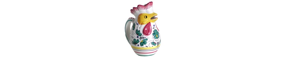Brocca gallo in ceramica con decoro Gallo