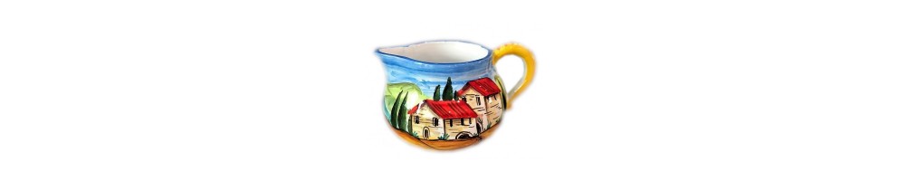 Lattiera in ceramica con decoro Paesaggio