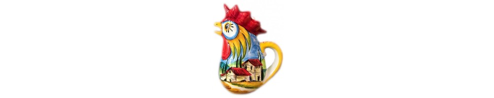 Ceramic rooster pitcher with Landscape pattern