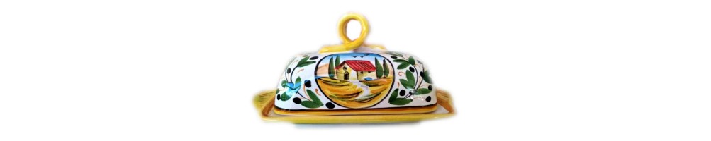 Ceramic butter dish with Landscape pattern