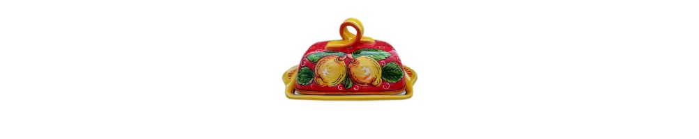 Ceramic butter dish with Lemons pattern