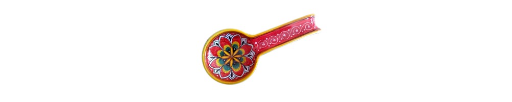 Ceramic spoon rest with Peacock's feathers